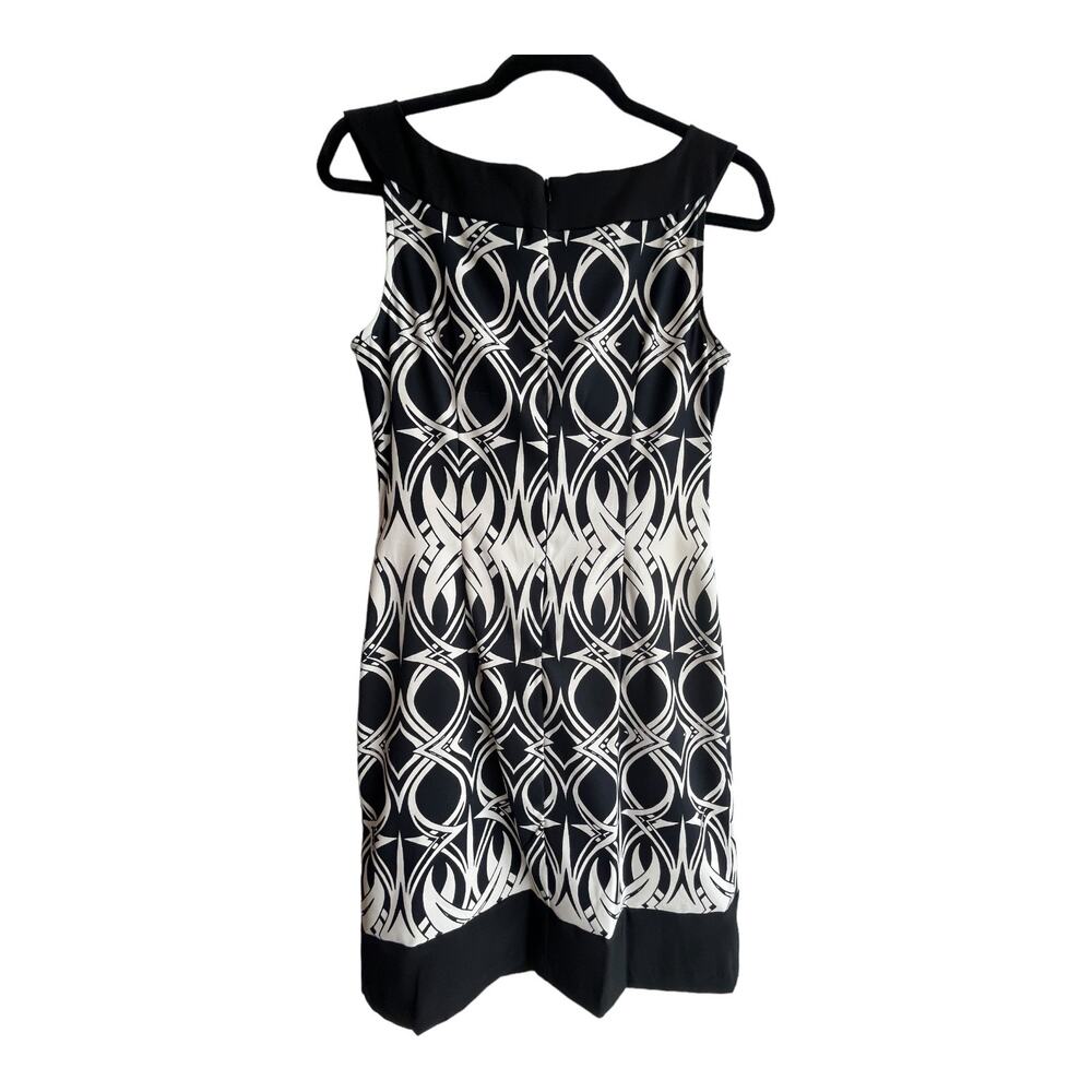Connected Floral Midi Dress Sheath Black & White Sleeveless Zip Women's Size 6